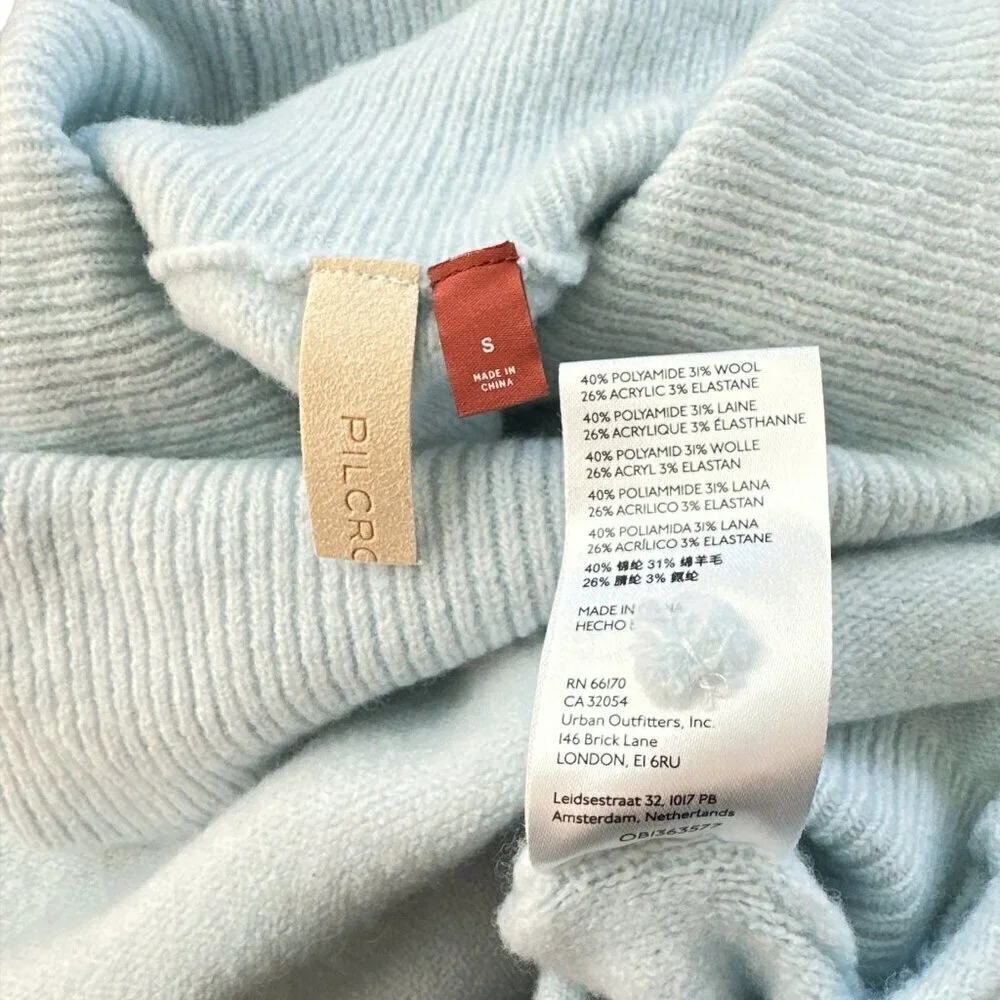 Pilcro Baby Blue Cowl Neck Wool Blend Oversized Short Raglan Sleeve Sweater S
